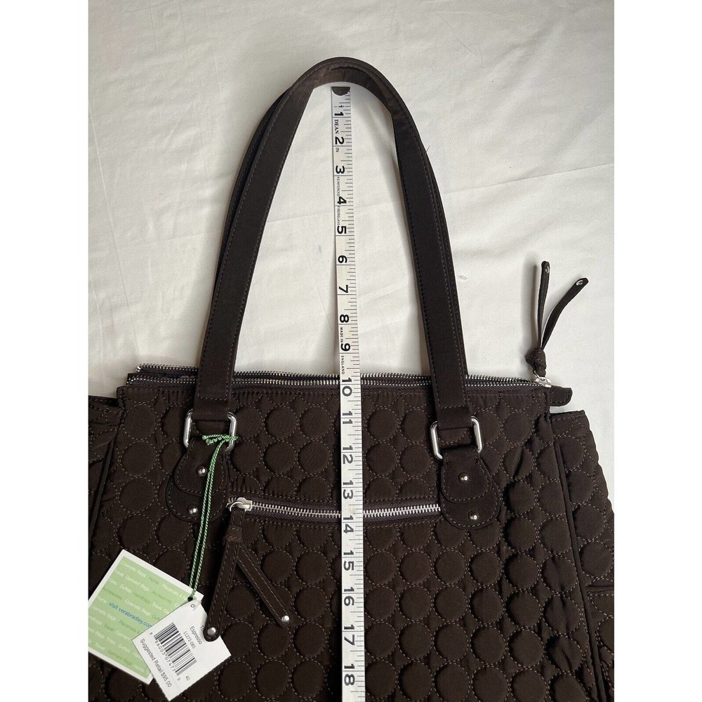 Vera Bradley Large Espresso Tote Double Straps Pockets Zip Closure New​​ - Picture 7 of 10